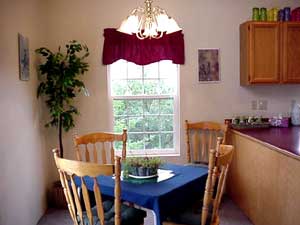 Looking from the living room into the dining area