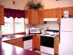 Looking into the fully equipped kitchen