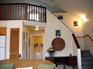 Looking from the living room toward the loft