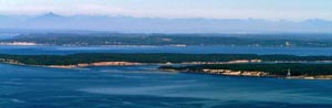 Aerial view from Quimper Peninsula to the Cascades