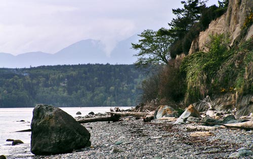 An isolated stretch of beach