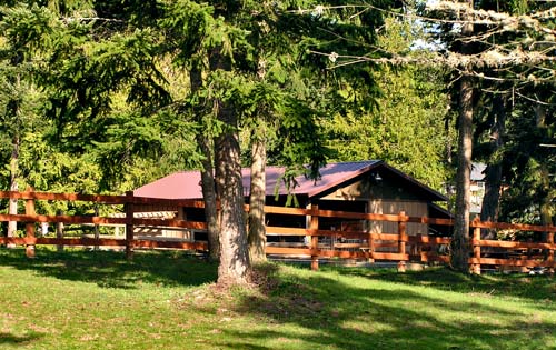 Barn and fencing from a distance