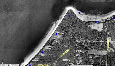 County Map showing close-up of McCurdy Point and roads