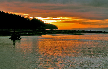 Sunrise over Indian Island on Washington's Olympic Peninsula near Port Townsend
