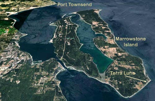 Terra Luna is located on the souteast corner of Marrowstone Island, Washington