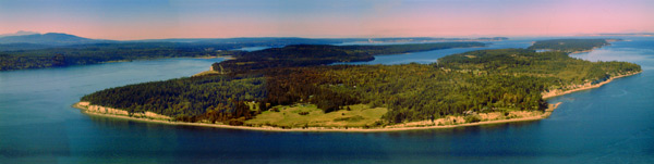 Aerial view of Marrowstone Island, from the south