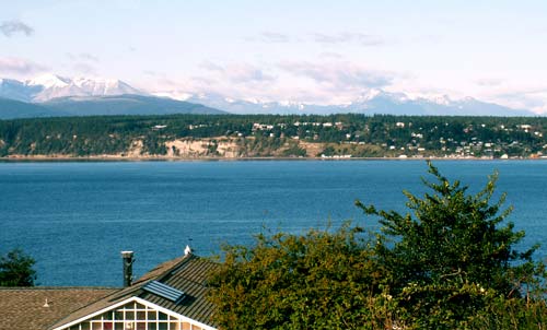 Water and mountain views before you